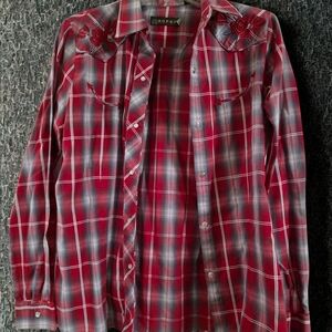 Roper Red and Gray Plaid Woman's Shirt